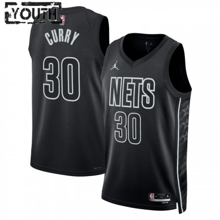 Barn Brooklyn Nets Tröja Seth Curry 30 Jordan 2022-23 Statement Edition Svart Swingman